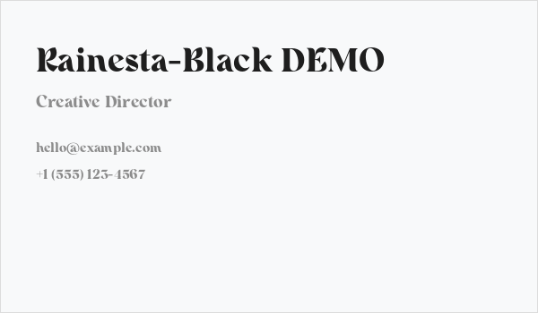 Rainesta-Black DEMO Business Card