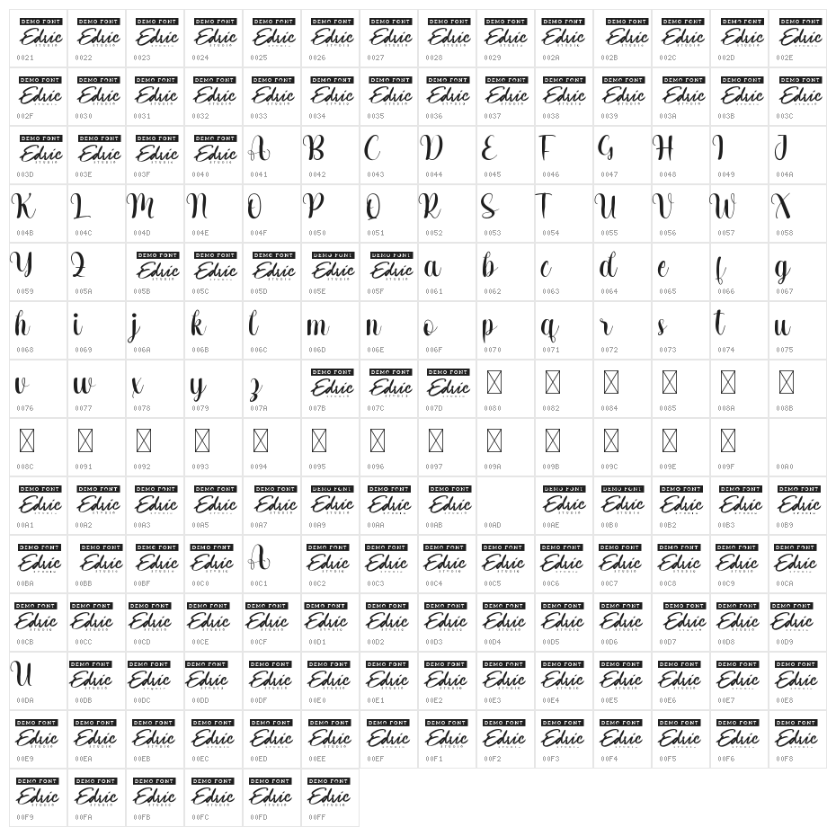 Rainy Cake Demo Character Map