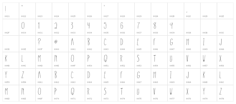 RainyDay-Regular Character Map