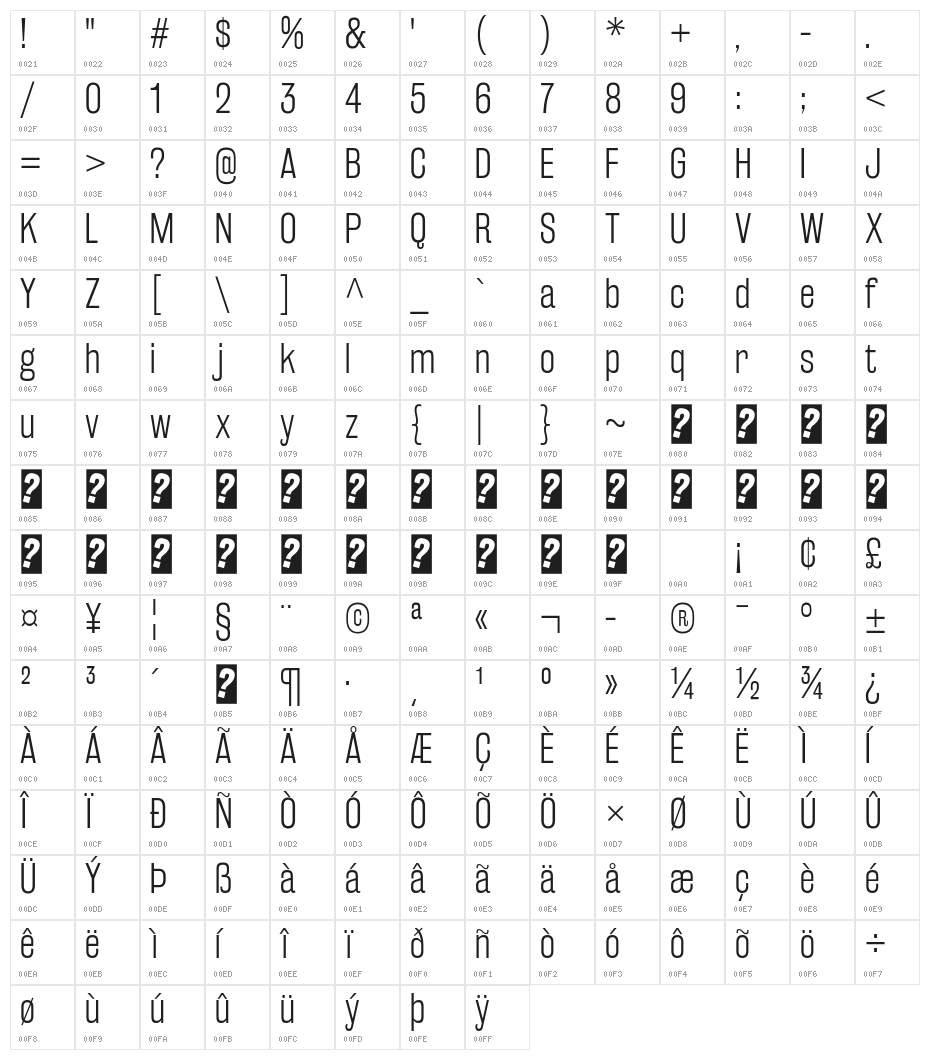 RakeslyLt-Regular Character Map
