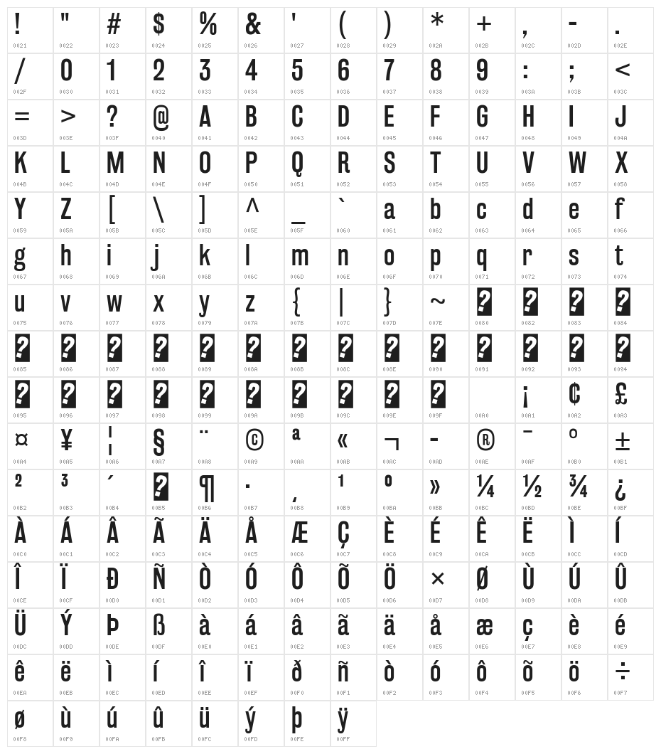 RakeslyRg-Regular Character Map