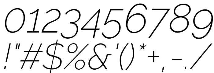 Raleway ExtraLight Italic Font OTHER CHARS