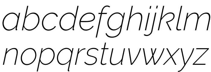 Raleway ExtraLight Italic Font LOWERCASE