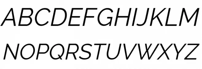 Raleway Italic Schriftart Groß