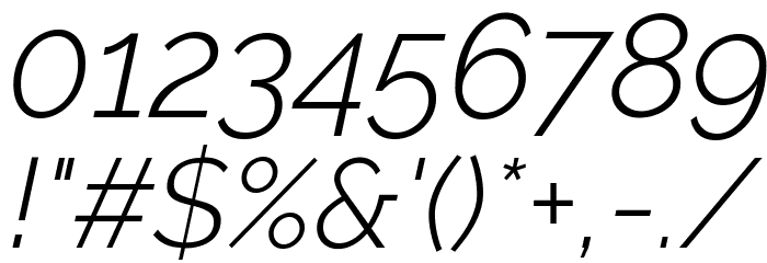 Raleway Light Italic Font OTHER CHARS