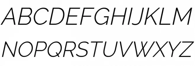 Raleway Light Italic फ़ॉन्ट अपरकेस