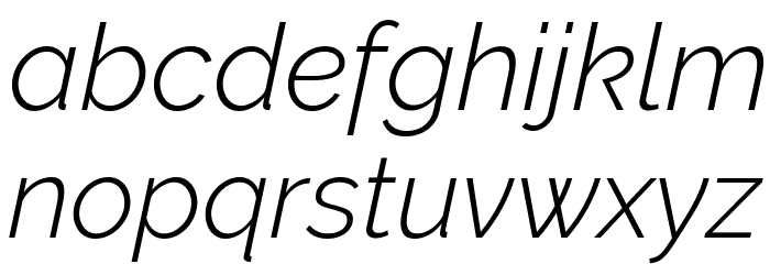 Raleway Light Italic Font LOWERCASE