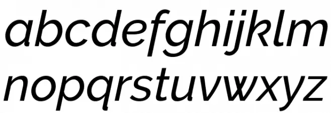 Raleway Medium Italic फ़ॉन्ट लोअरकेस