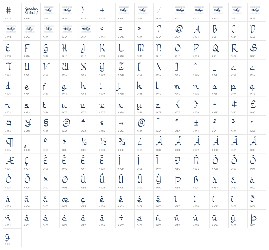 Ramadan Greeting Personal Use Character Map
