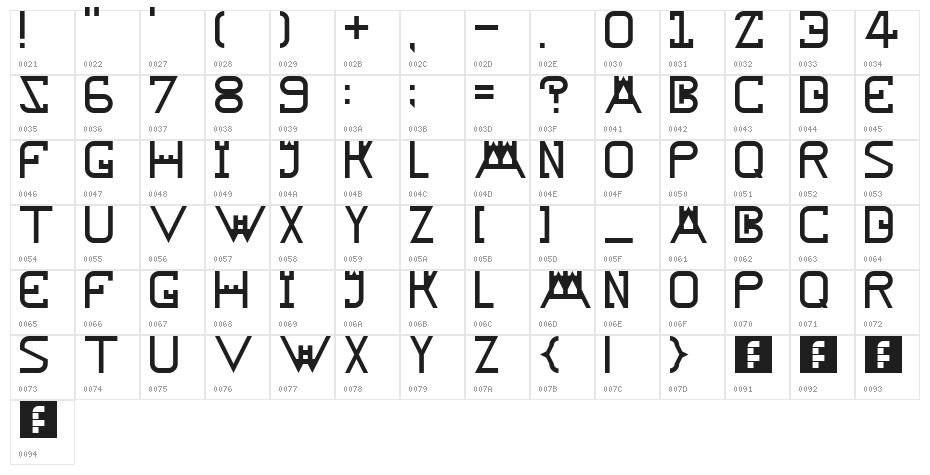 Rampart Regular Character Map