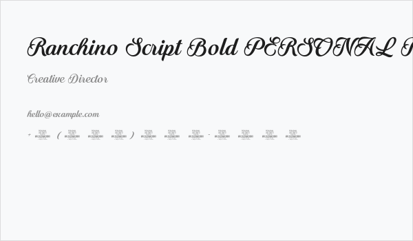 Ranchino Script Bold PERSONAL Regular Business Card