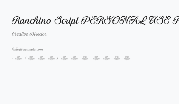 Ranchino Script PERSONAL USE Regular Business Card