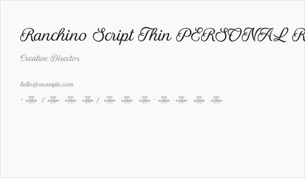 Ranchino Script Thin PERSONAL Regular Business Card