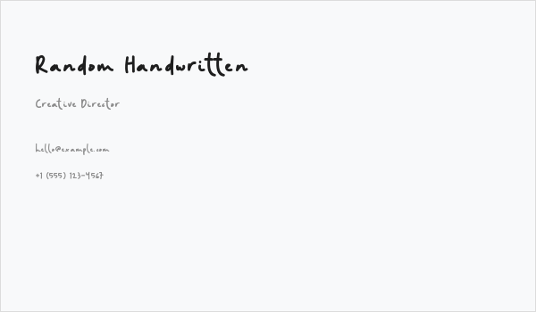 Random Handwritten Business Card