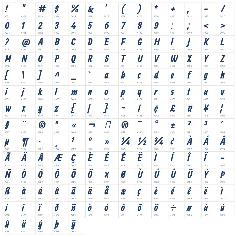 Ranga Bold1 Character Map