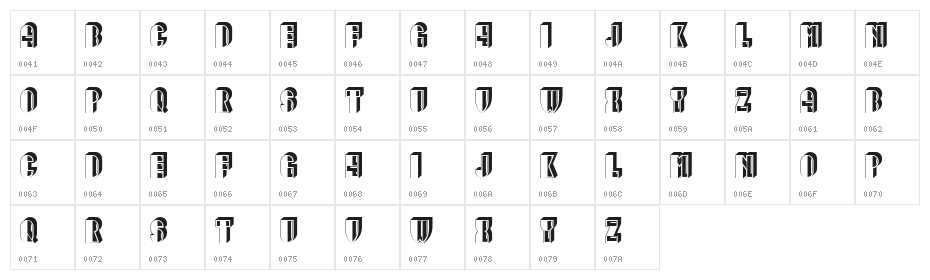Range Fancy Regular Character Map
