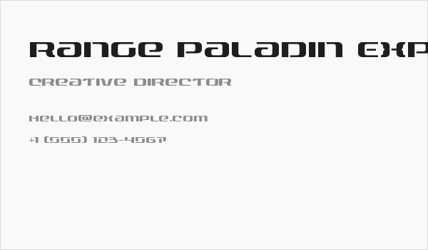 Range Paladin Expanded Business Card