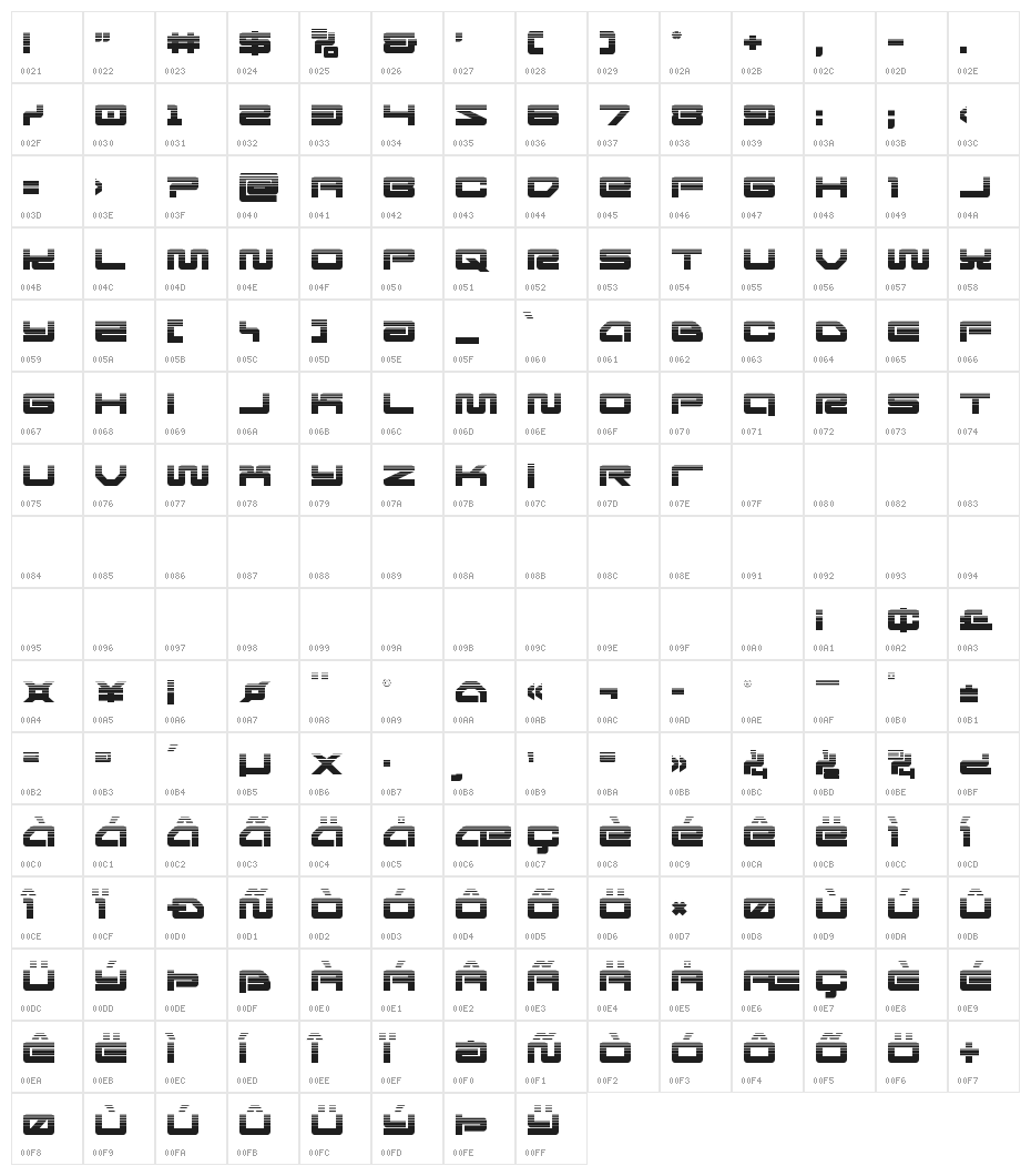 Ranger Force Halftone Character Map