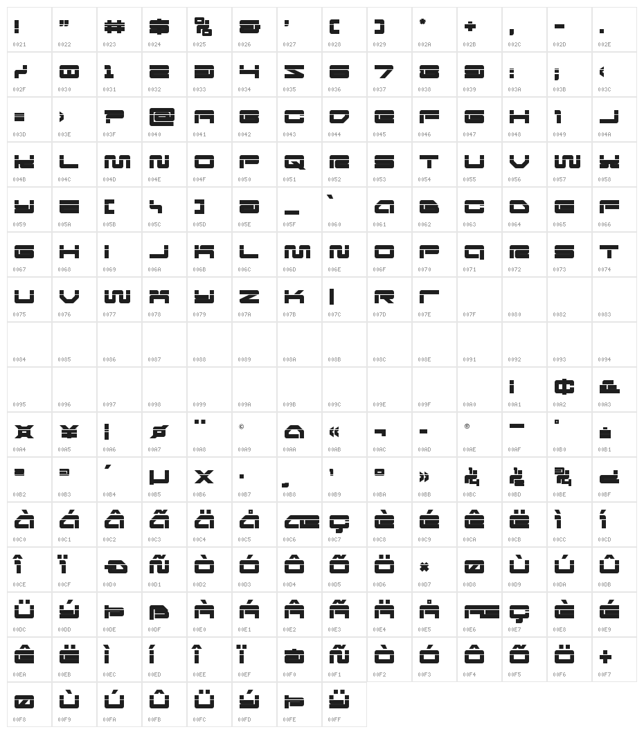 Ranger Force Laser Character Map