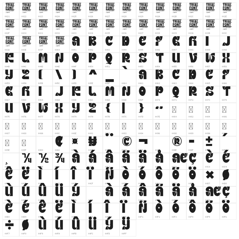 Rangers Thinkers Demo Bold Character Map