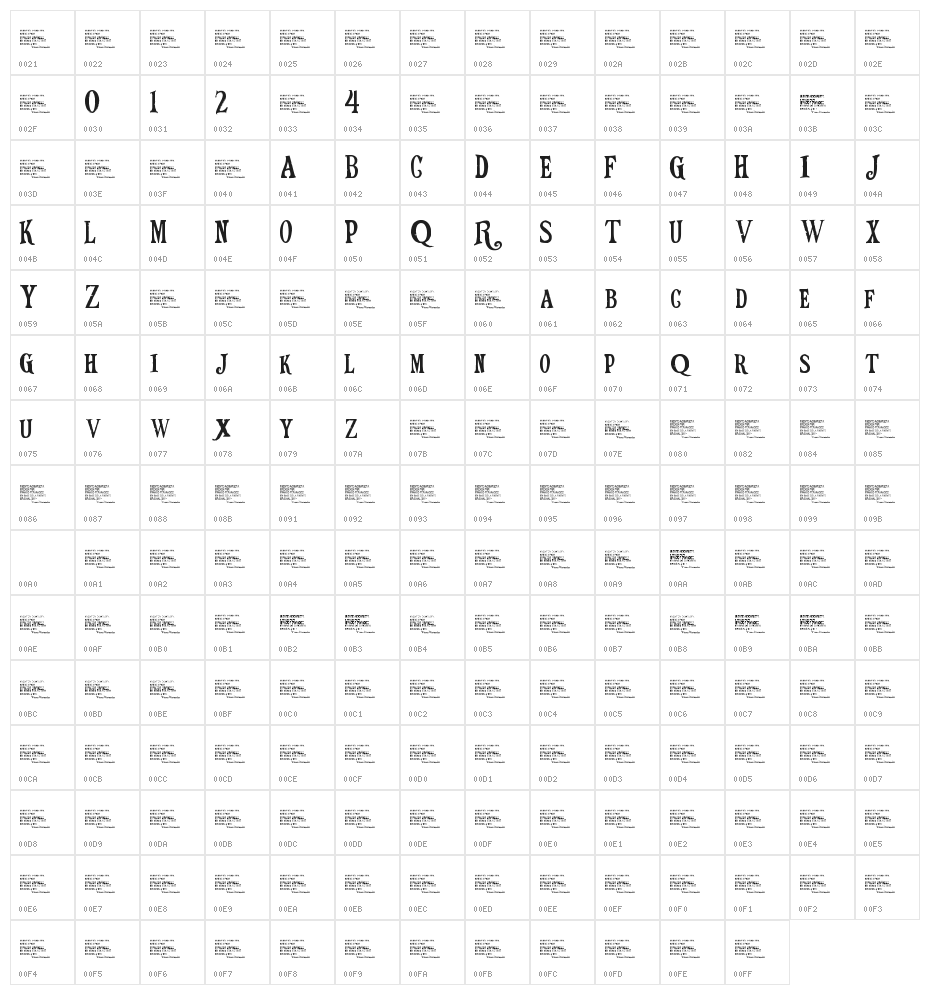 RangoMovieFont Character Map
