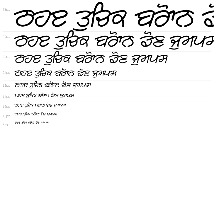 Rangsaaz gurmukhi cursive roman Waterfall