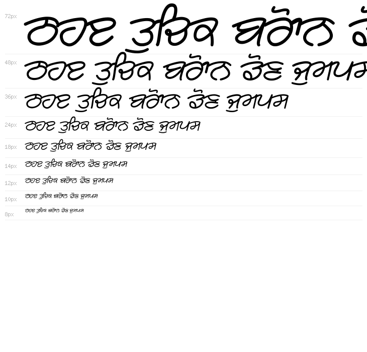 Rangsaaz gurmukhi cursive Waterfall