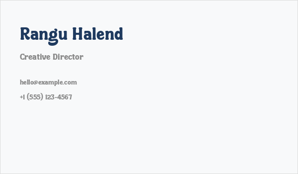 Rangu Halend Business Card