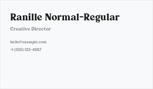 Ranille Normal-Regular Business Card