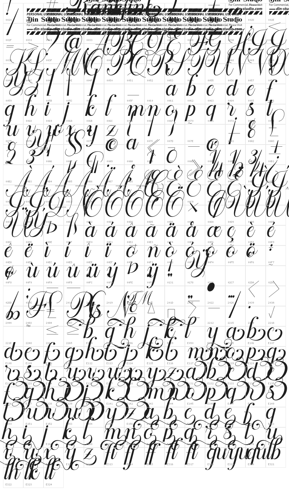 Rankfine Personal Use Character Map