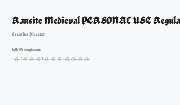 Ransite Medieval PERSONAL USE Regular Business Card