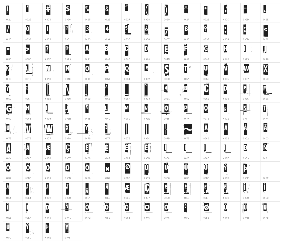 Ransom Blanco Zero Character Map