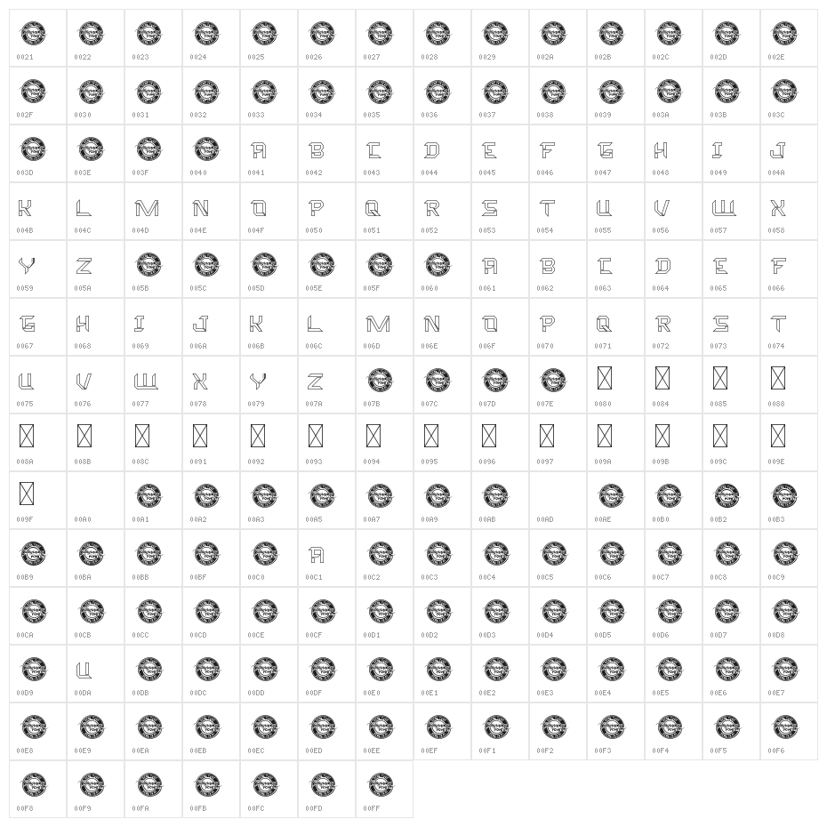 Rapidtech Demo Outline Character Map