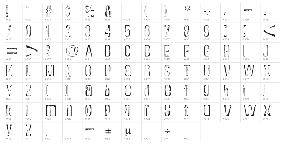 Rapture Regular Character Map