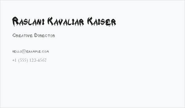 Raslani Kavaliar Kaiser Business Card