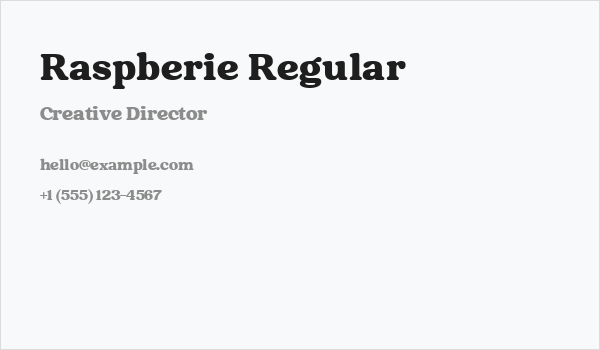Raspberie Regular Business Card