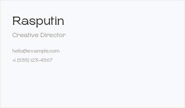 Rasputin Business Card