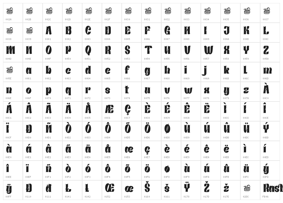 Rastiku-Regular Character Map