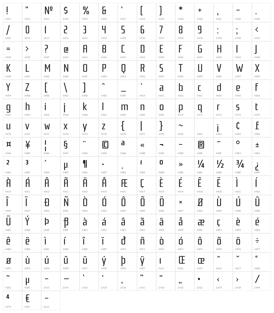 RationaleOne-Regular Character Map
