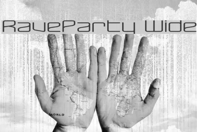 RaveParty Wide Шрифта examples