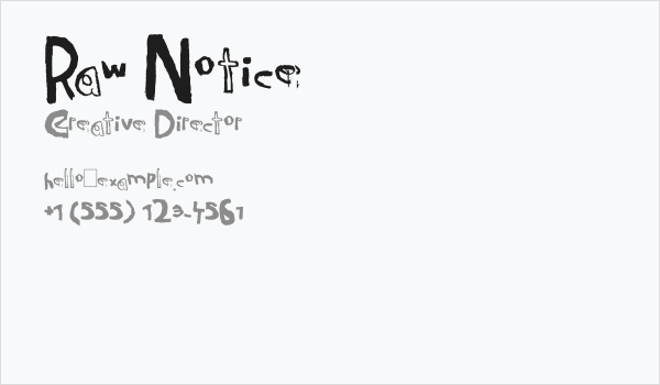 Raw Notice Business Card