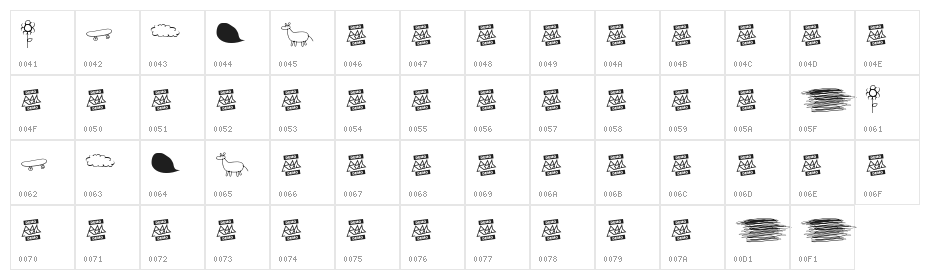 Rayairregular DingbatsRegular Character Map
