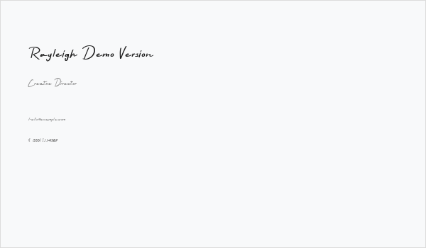 Rayleigh Demo Version Business Card