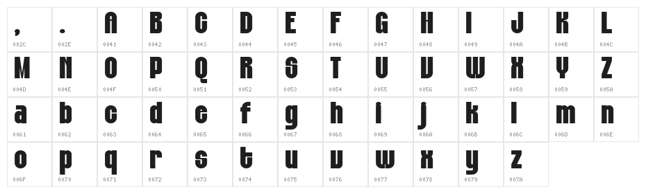 Rayllon DEMO Regular Character Map