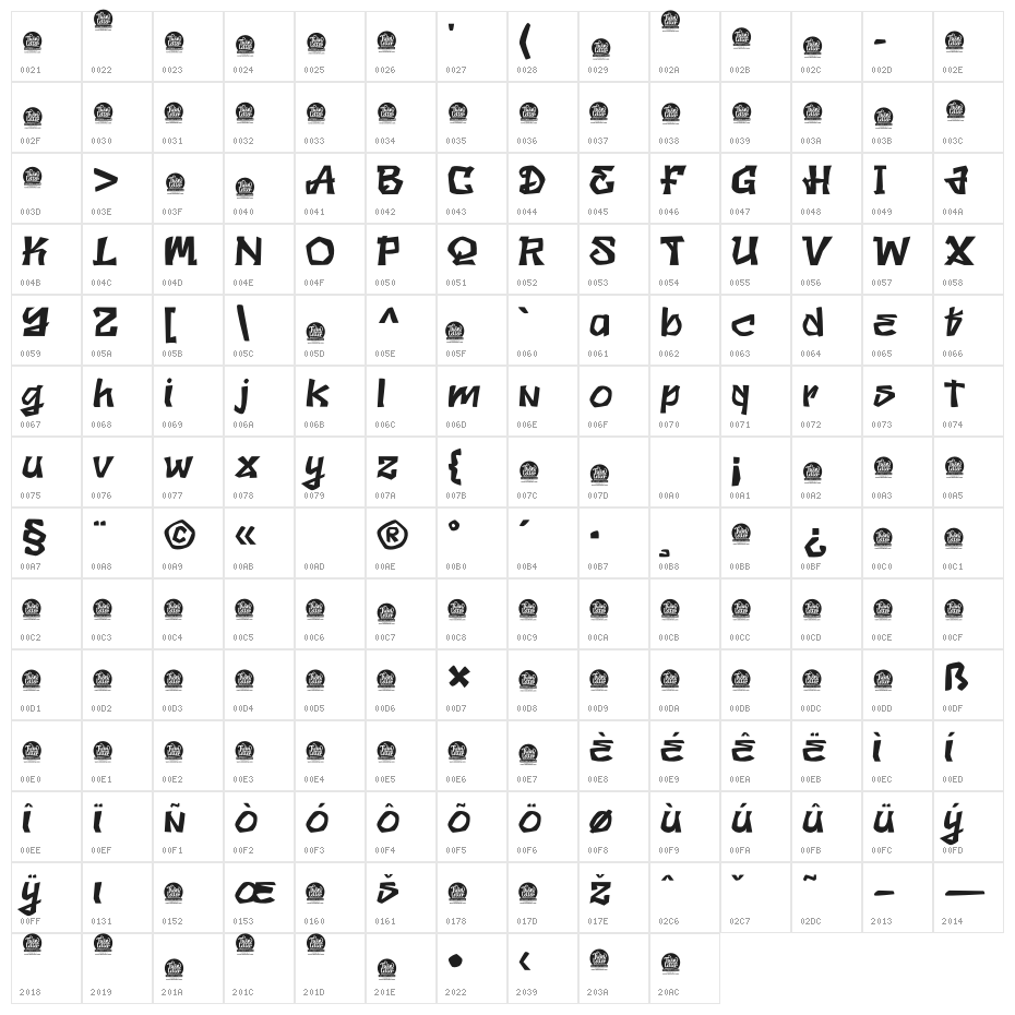 REACH YOU Thin PERSONAL USE Character Map
