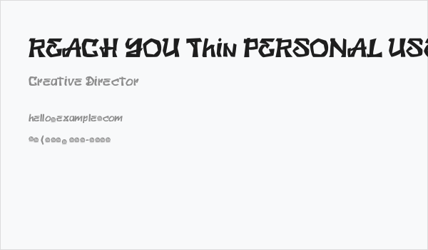 REACH YOU Thin PERSONAL USE Business Card