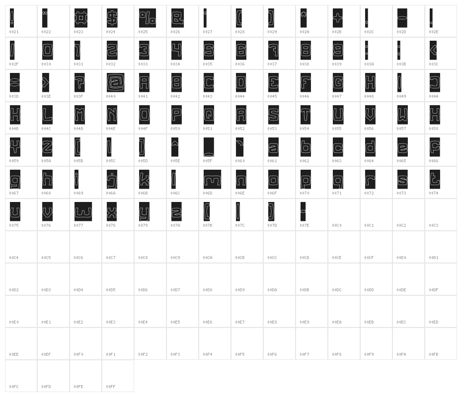 REGGAE BASS Character Map