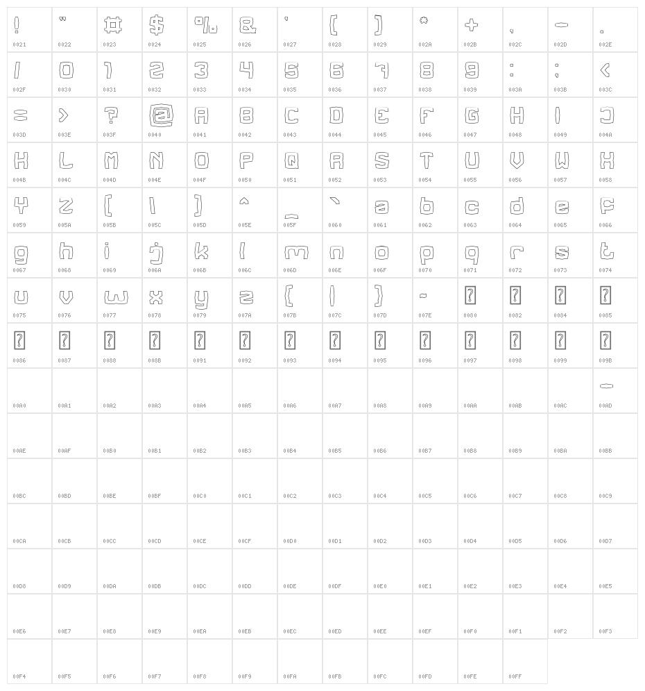 REGGAE BASS Character Map