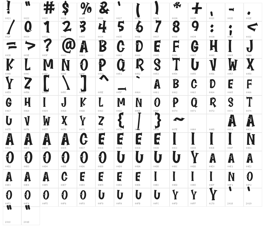 REGULATORBLACKRegular Character Map