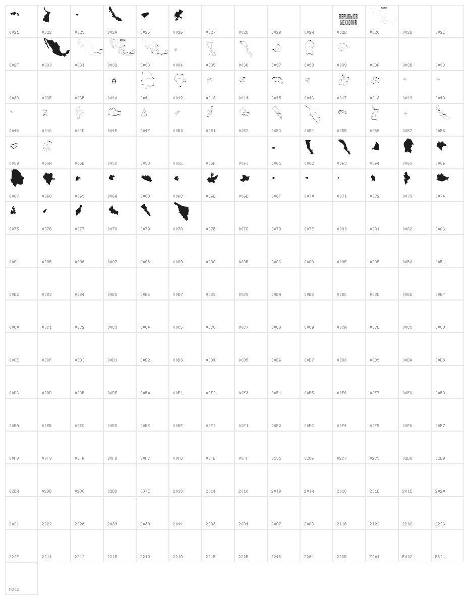 REPUBLICA MEXICANA Character Map